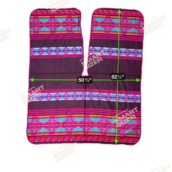 Reversible Tribal Print Poncho Wrap Shawl Kimono Alpaca Vintage Southwest Aztec - Picture 5 of 5